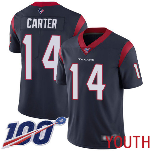 Houston Texans Limited Navy Blue Youth DeAndre Carter Home Jersey NFL Football #14 100th Season Vapor Untouchable->youth nfl jersey->Youth Jersey